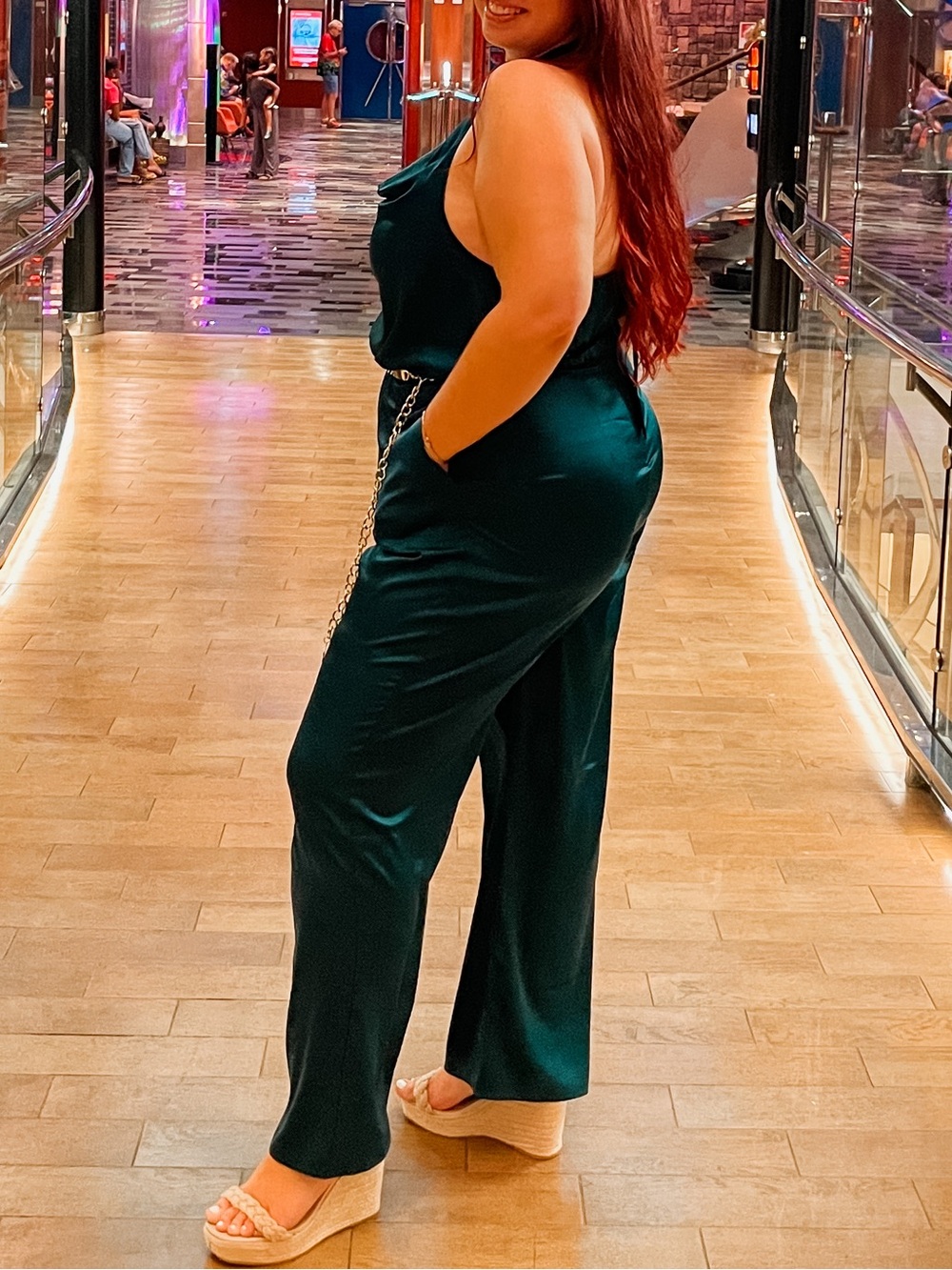 Express Deep Emerald Green Wide-Leg Jumpsuit